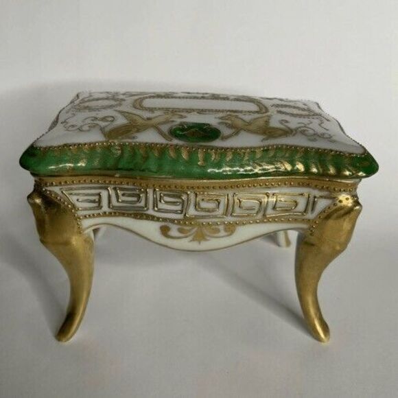 Nippon Trinket Box Piano Bench Style Rectangular 4 Legs Hand Painted 2.5" X 3.5" - Picture 13 of 13